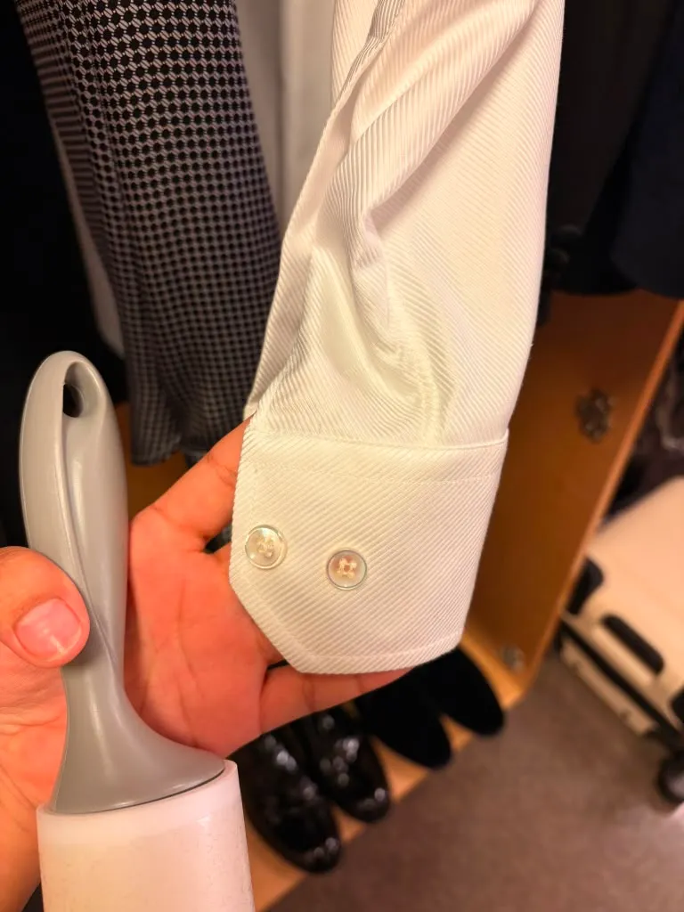 Shirt cuff detail during the fitting