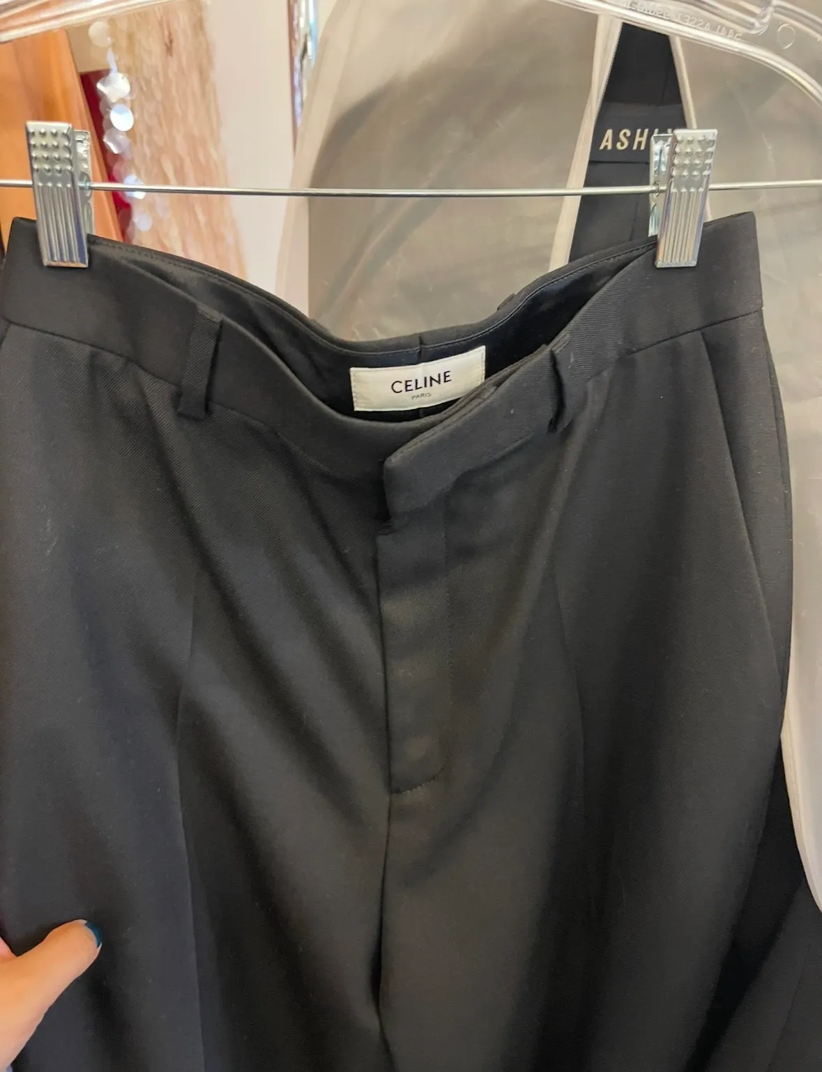 Celine trousers on the rail before alterations
